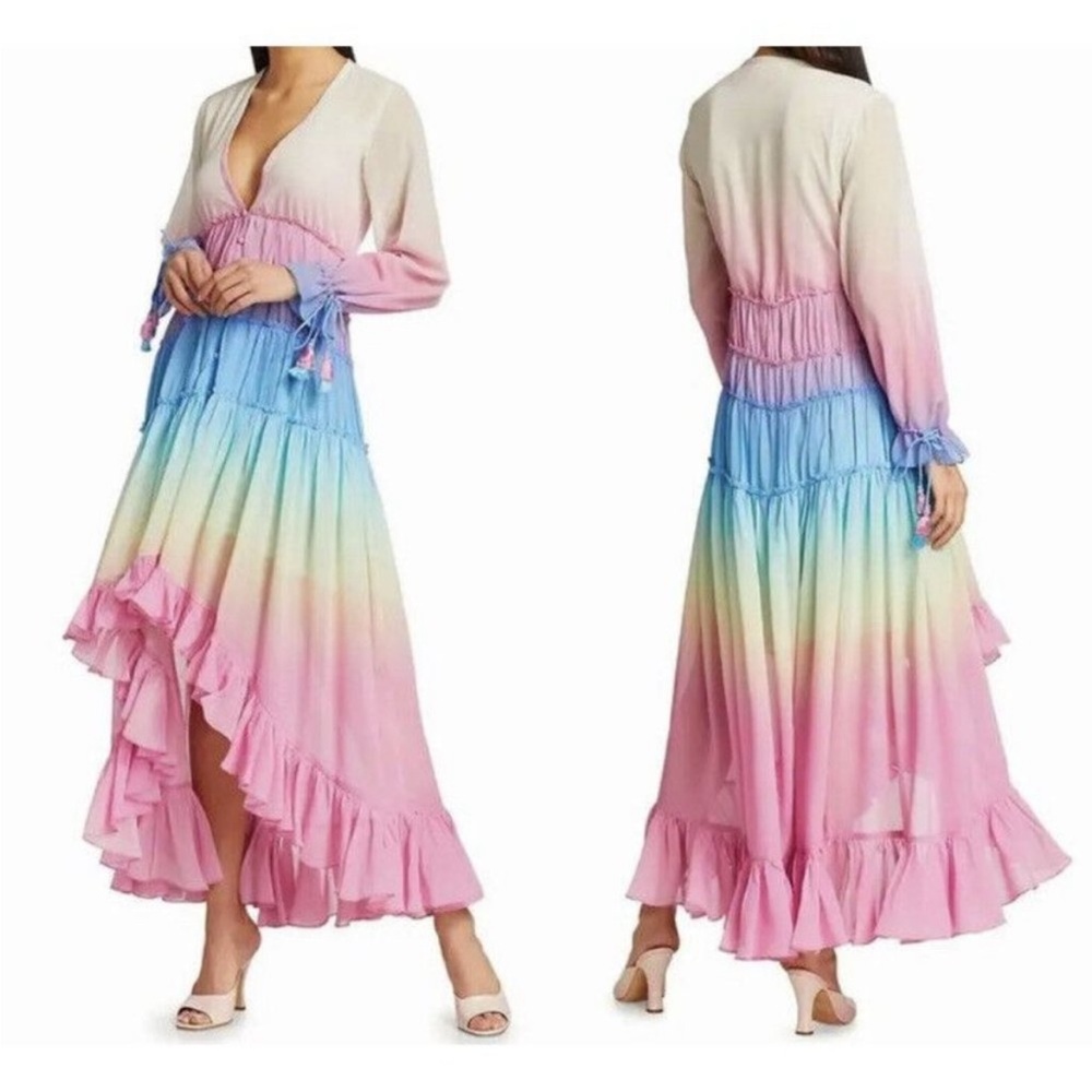 Rococo sand colourful tiered flowy maxi dress